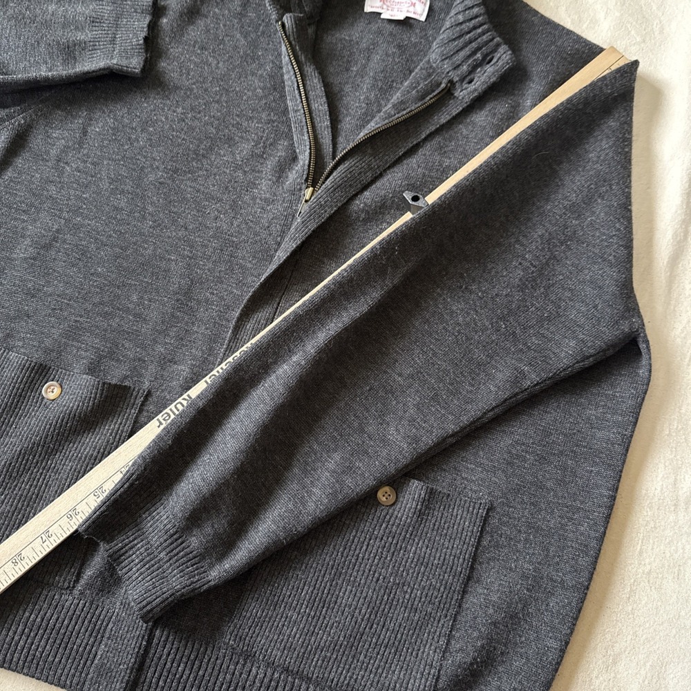 C.C. Filson Wool Full Zip Cardigan Pockets Gray Sz XL Grandpa Core Cottage Core - Picture 6 of 12